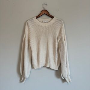 FRAME Cashmere Cotton Sweater Women XS Balloon Sleeve luxe Old Money Minimalist